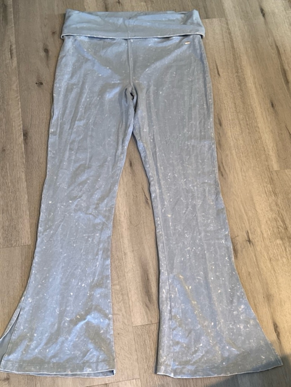 PINK Victoria’s Secret Foldover Flare XL Gray Y2K pants velvet look
